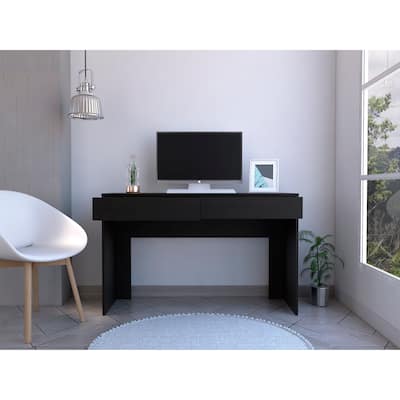 Computer Desk with 2 Drawers, Simple Wooden Study Writing Desk , 47.3 Inch Laptop PC Workstation, Student Desk Home Office Desk
