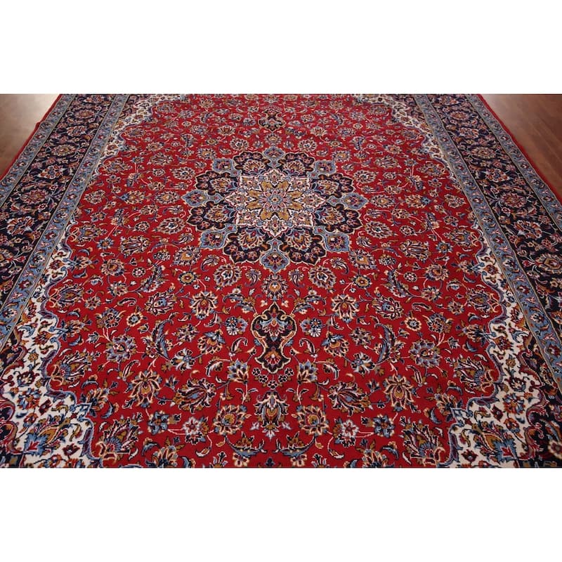Traditional Red Kashan Turkish Rug Machine Made Home Decor Carpet - 9'8" x 12'6"