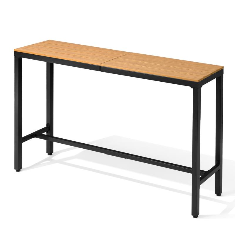 VredHom Outdoor Bar Table Rectangular Pub Table - Brown-63 inches