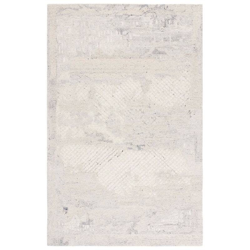 SAFAVIEH Handmade Harvest Akiko Modern Contemporary Wool Rug - 6' Square - Silver/Ivory