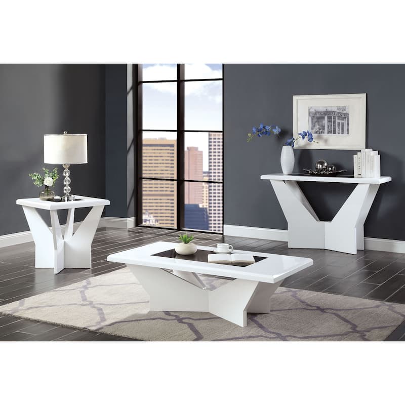 Ameena Contemporary 22-inch Glass Top End Table by Furniture of America