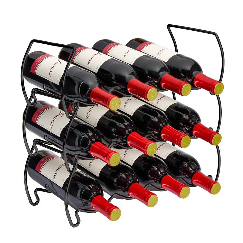Metal Detachable Wine Rack - 3 Tier, Copper - 14" L x 16.5" W x 7" D - Black