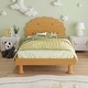 preview thumbnail 1 of 16, Walnut Wood Frame Twin Platform Bed with Cookie-Shaped Walnut - Twin