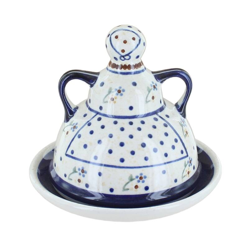Blue Rose Polish Pottery 1124 Zaklady Small Cheese Lady