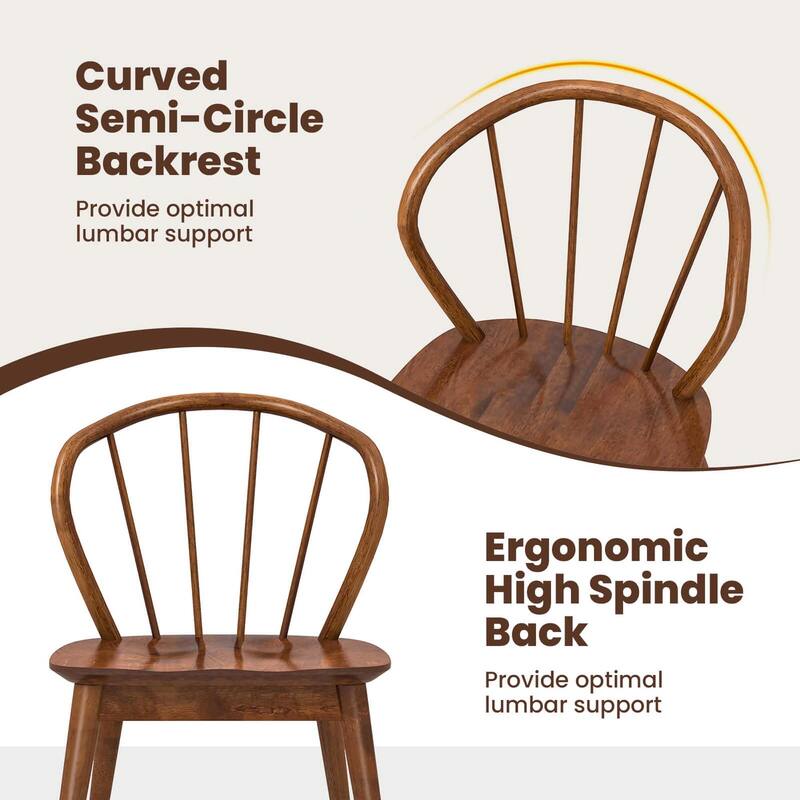 Costway Wooden Dining Chair Set of 2/4 with High Spindle Back Rubber