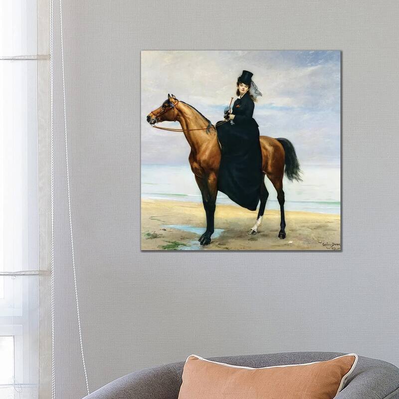 iCanvas "Equestrian Portrait of Mademoiselle Croizette, 1873" by Charles Emile Auguste Carolus-Duran Canvas Print - 26x26x1.5