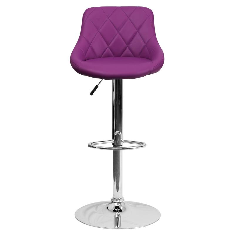 Vinyl Bucket Seat Adjustable Diamond Back Barstool (Set of 2) - 18.50"W x 19"D x 33.25" - 41.75"H
