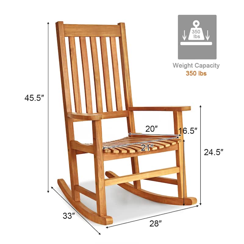 Rocking Chair Solid Wooden Frame Porch Rocker Indoor Outdoor