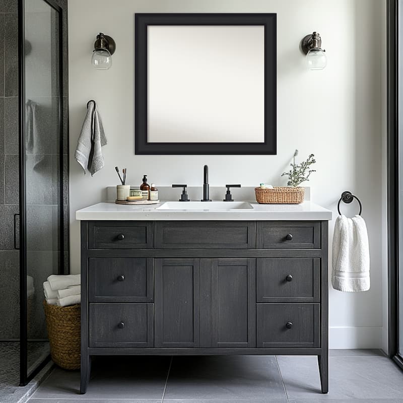 Oliver Non-Beveled Wood Framed Bathroom Vanity Wall Mirror