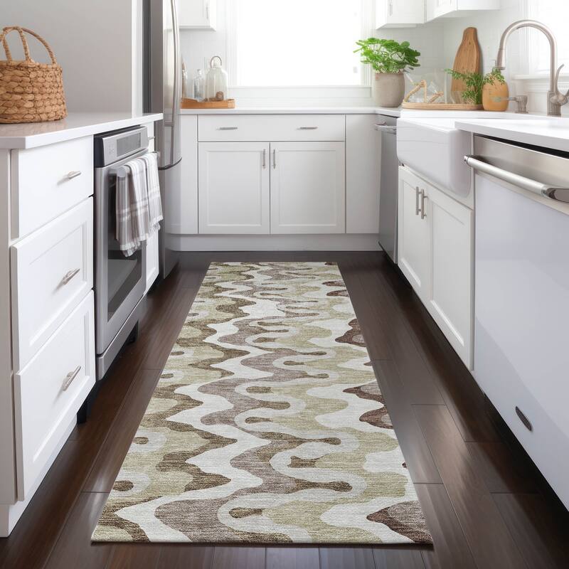 Machine Washable Indoor/ Outdoor Chantille Abstract Ripples Rug