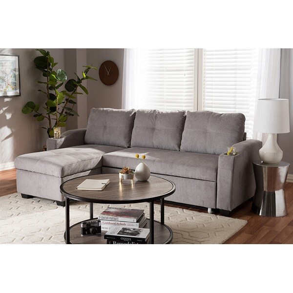 Lianna Light Grey Fabric Upholstered Sectional Sofa W Storage Lianna Light Grey Fabric Upholstered Sectional Sofa W Storage Chaise