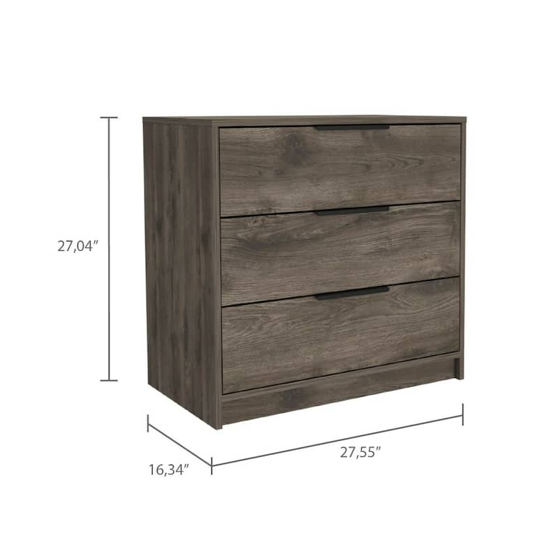 FM Furniture Washington 3 Drawer Dresser with Metal Handles