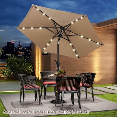 7.5FT Solar LED Patio Umbrella Outdoor Heavy Duty Market Umbrella