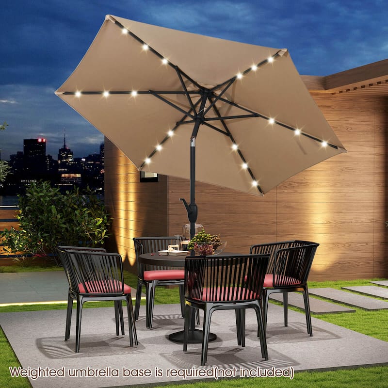 Costway 7.5 ft Solar Powered Patio Umbrella with LED Lights Push