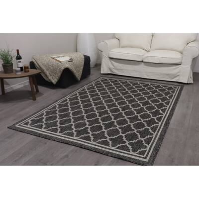 Lorient Home Indoor/Outdoor Dark Gray Moroccan Area Rug 8'x10' Perfect for Patios Porches and Sunrooms - 8' x 10'