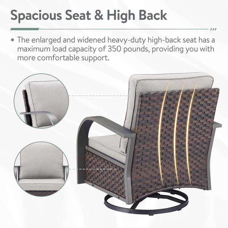 Outdoor Wicker Sofa with Swivel Chair and Ottoman