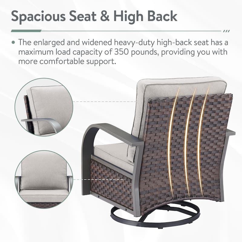 Pocassy Outdoor Patio Sofa Chairs Ottoman Set Funiture