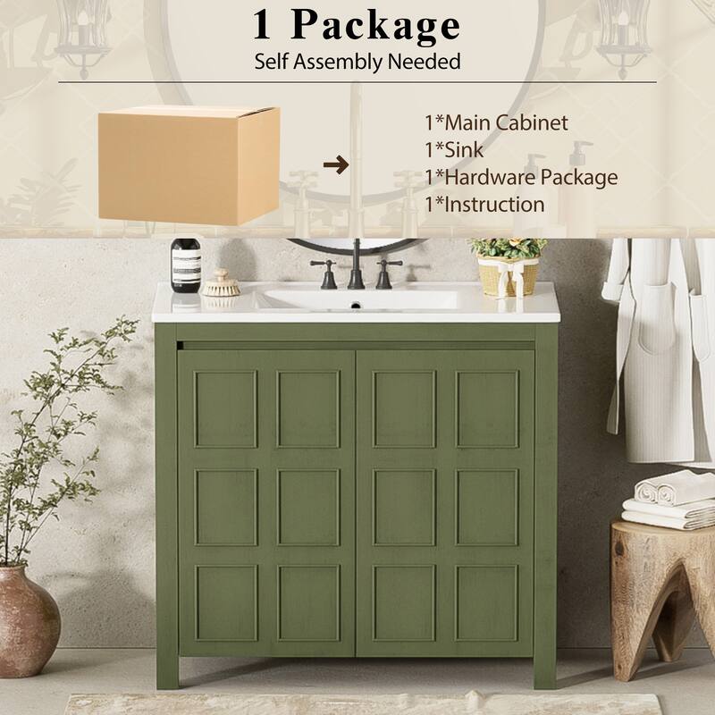 36 " Bathroom Vanity Organizer with Ceramic Sink