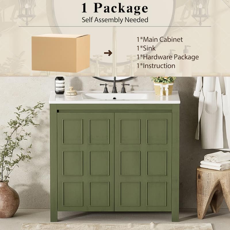 36 "Ceramic Sink Bathroom Vanity Set with Storage Cabinet Organizer‌.