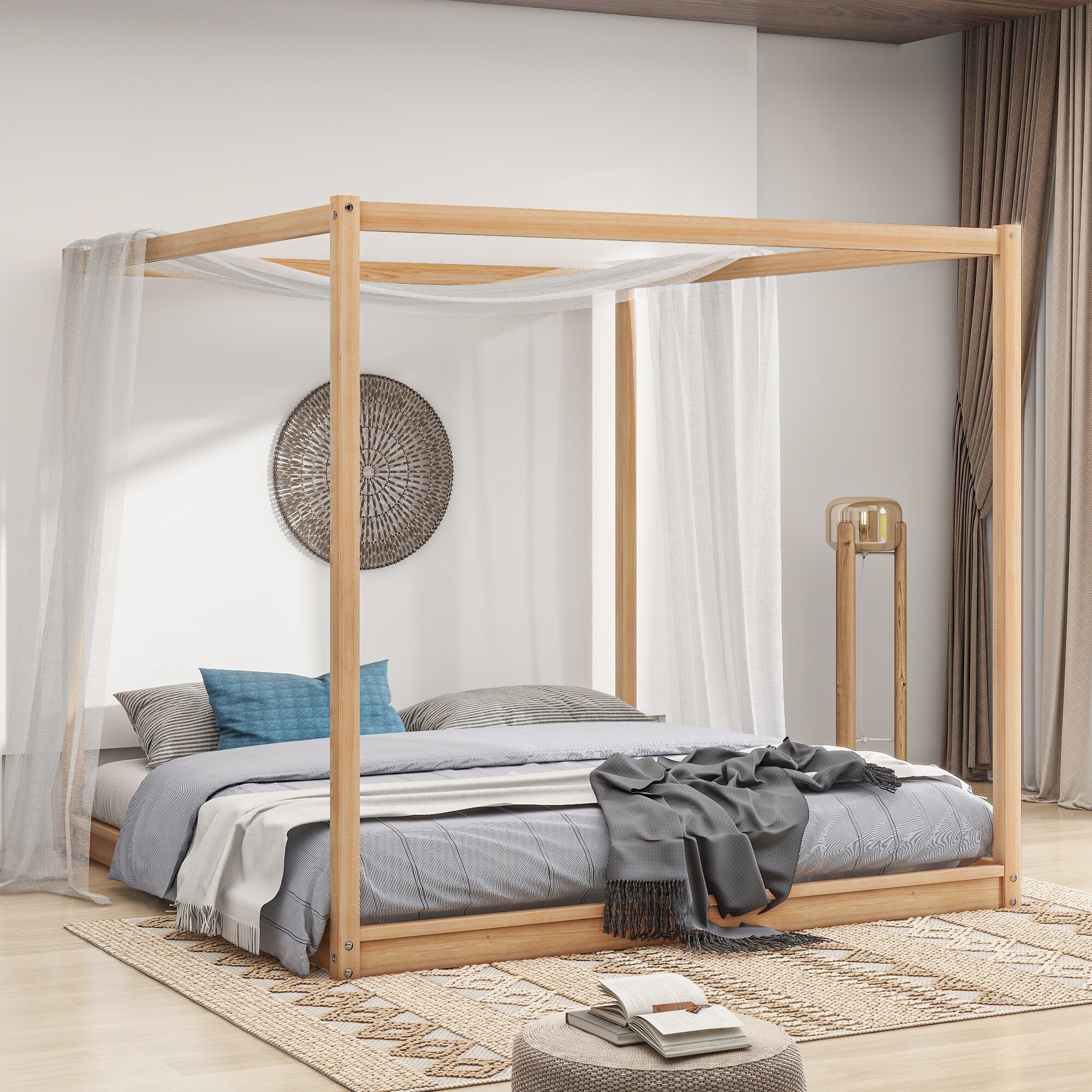 King Size Canopy Platform Bed Frame Modern King Size Wood Canopy Floor Bed with Support Legs No Box Spring Needed Bed Bath Beyond 39494511