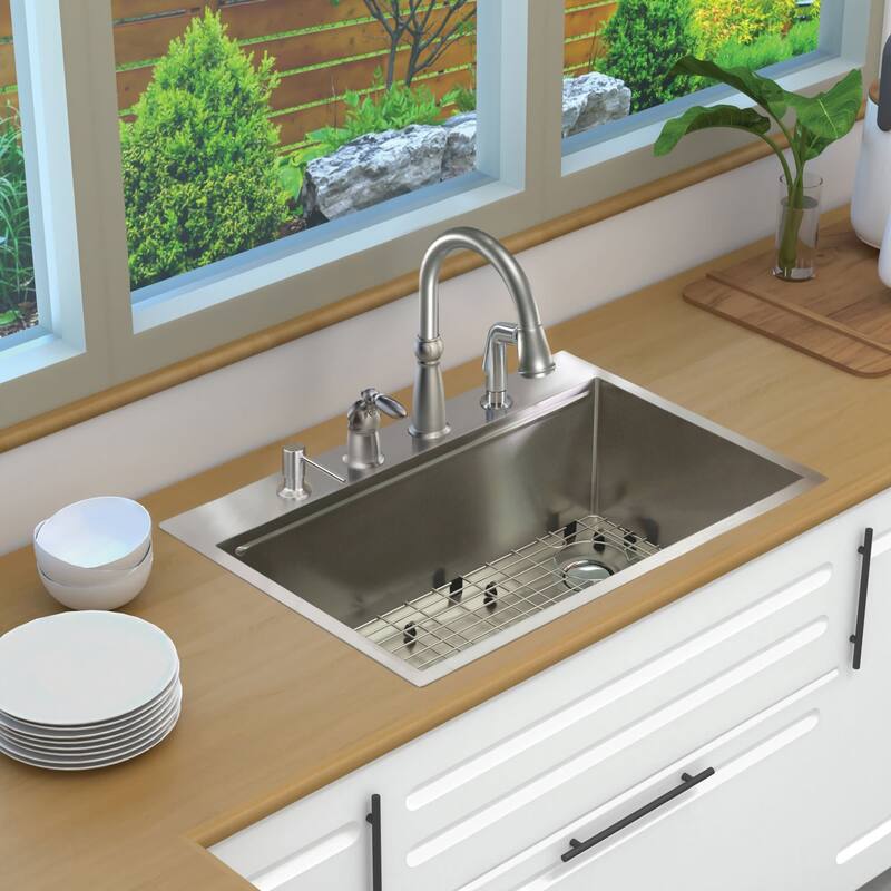 Transolid KWSST322210-4 32" Drop In Single Basin Stainless Steel
