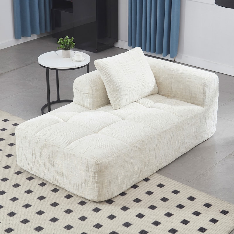 Chenille Loveseat Sofa, Minimalist Modular Sleeper for Living Room - Beige