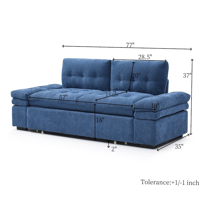 3 in 1 Recliner Sofa Pull Out Sleeper Sofa Bed Linen Loveseat Armchair
