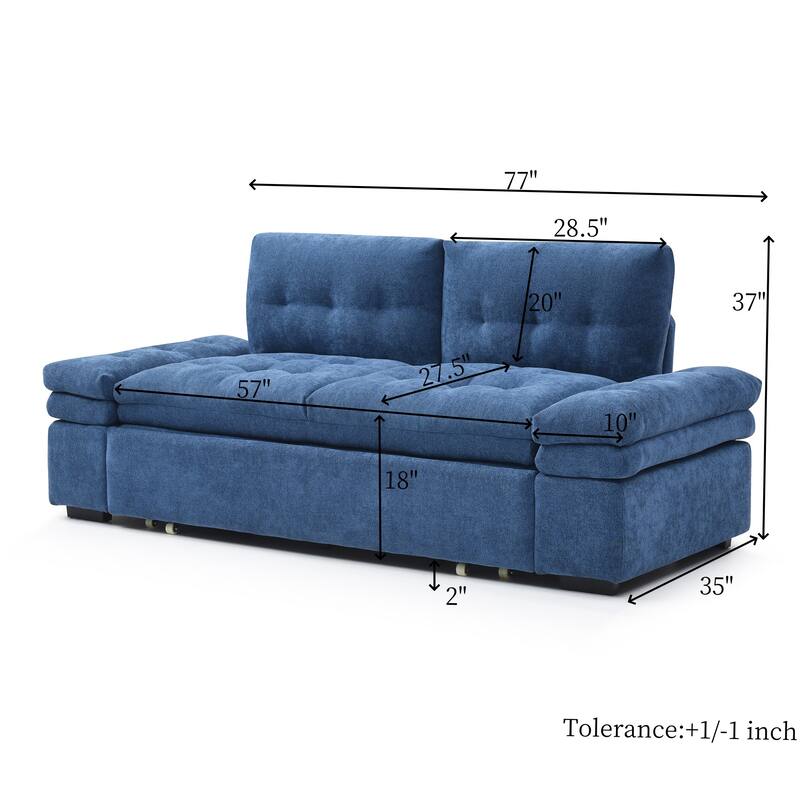 Convertible Sofa Bed, 3-in-1 Sleeper Couch Daybed with Adjustable Armrests, Loveseat Sleeper Sofa with Pull Out Bed