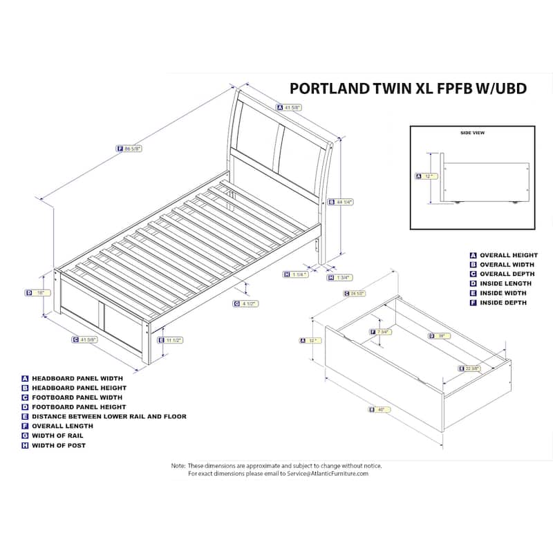 Platform Bed with Storage & Turbo Charger - Headboard, Slats & Rails Included