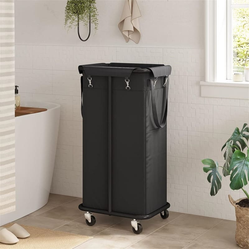 100L Rolling Laundry Hamper with Wheels - 16.5"L x 12.6"W x 31.9"H - Black