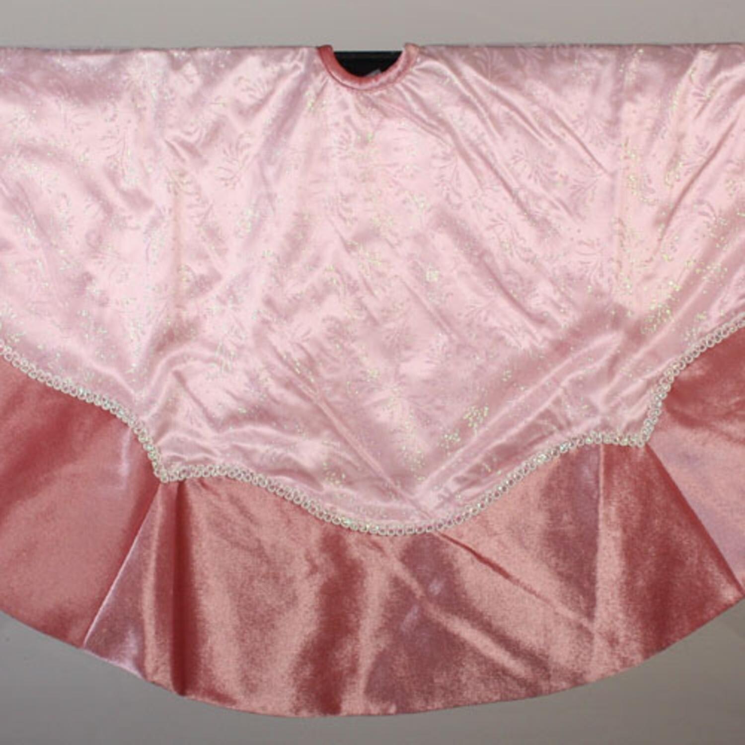 Shop 48 Pale Pink Rose Glitter Flora Print Christmas Tree Skirt Overstock 27095808