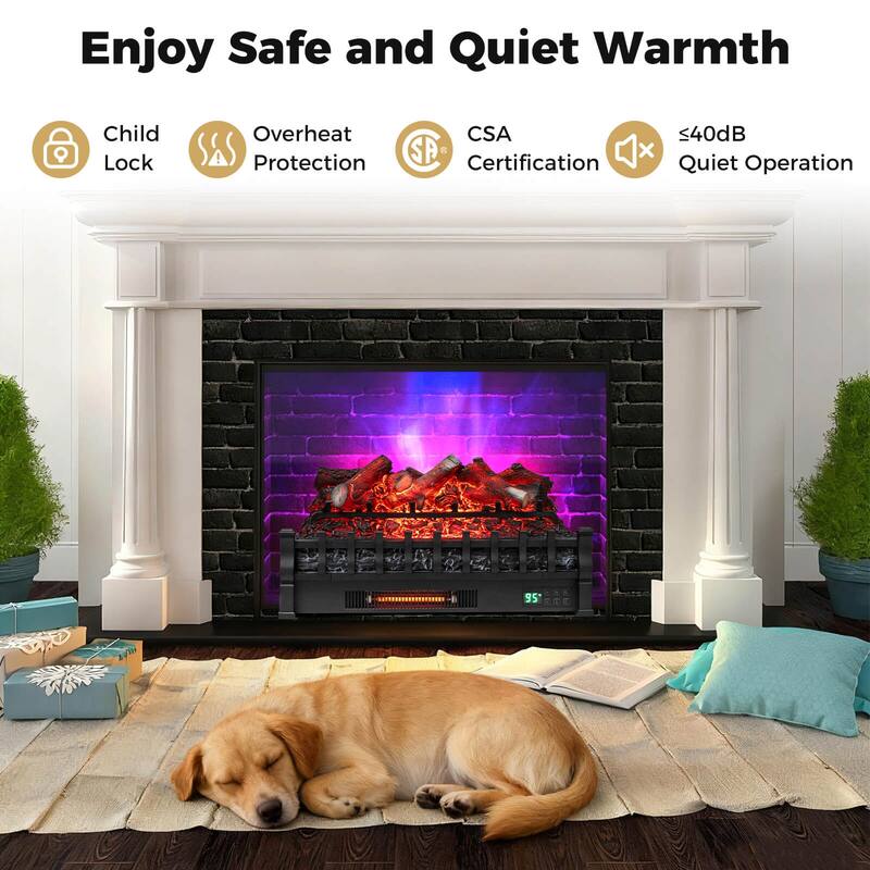Costway 26” WiFi Infrared Quartz Electric Fireplace Insert Logs Heater - See Details