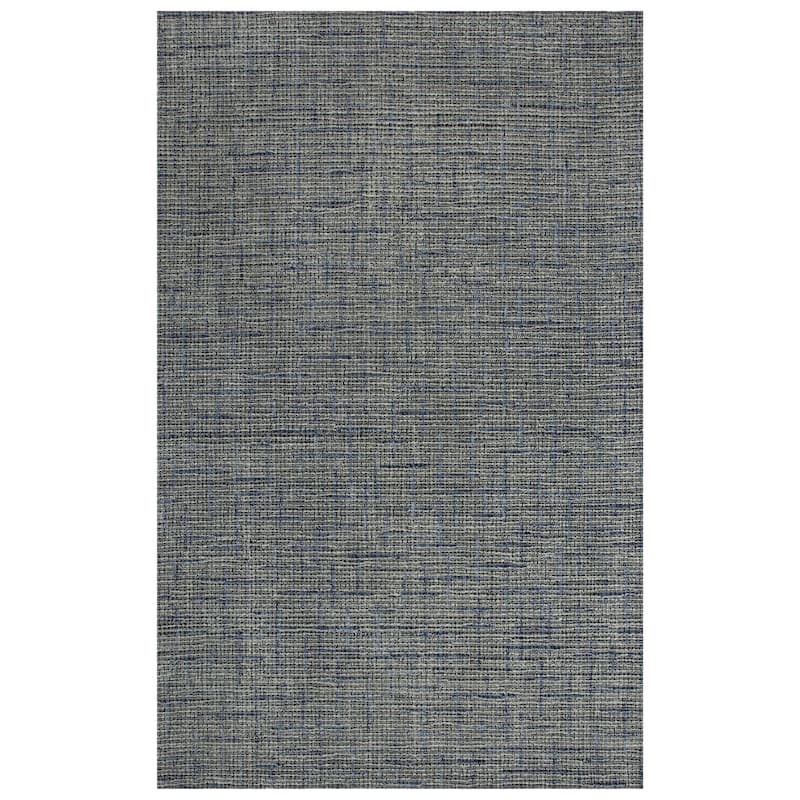 Alora Decor Zion Blue, Black, and Grey Hand-tufted Mosaic Wool Rug