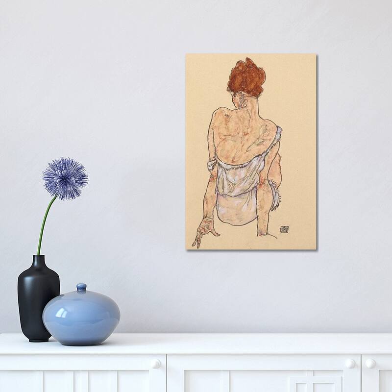 iCanvas "Seated Woman In Underwear, Rear View, 1917" by Egon Schiele Canvas Print - 18x12x1.5