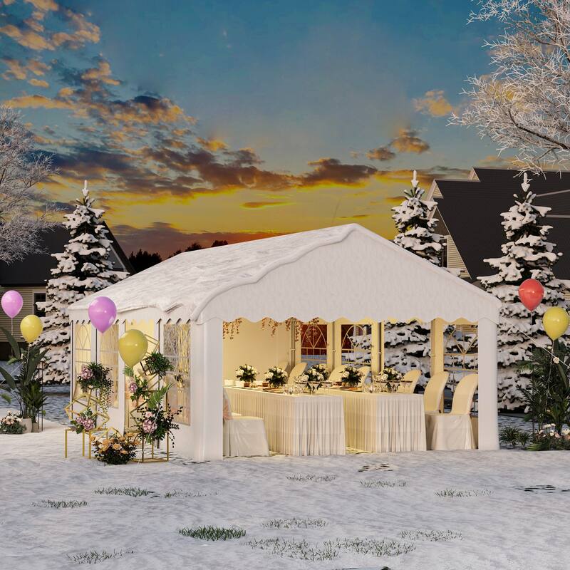 Durable Party Tent Gazebo for Events, Weddings, and BBQs - Includes Removable Sidewalls with Windows & Storage Bags, White