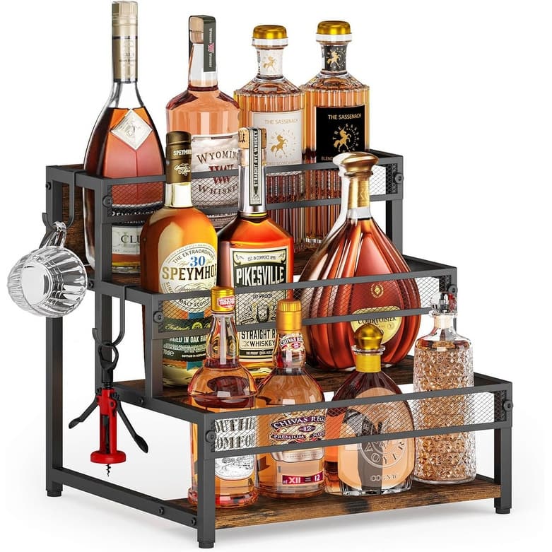 3 Tier Wine Rack Countertop Liquor Cabinet Bottle Display Shelf -  Wine Rack