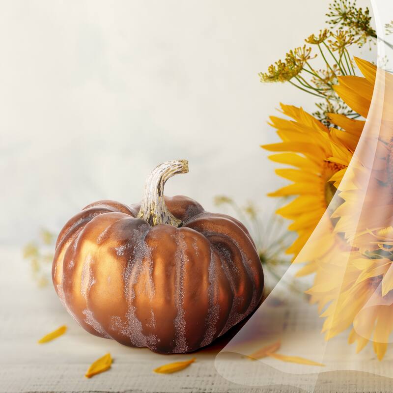 6" Autumn Pumpkin Set of 2 - strofoam:90% plastic:10% - Copper