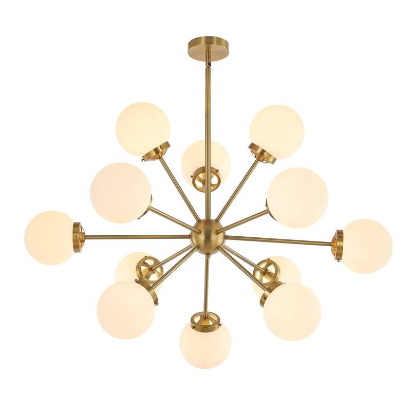 GetLedel 12-Light Modern Sputnik Sphere Chandelier with Glass Globe Shades