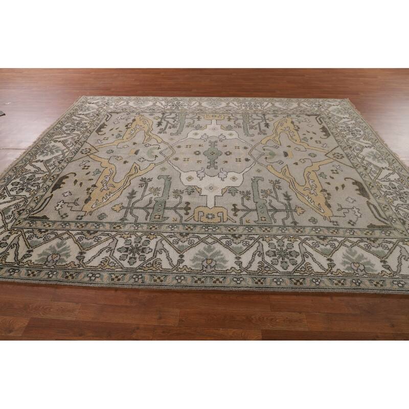 Al-Over Oushak Indian Area Rug Handmade Wool Carpet - 8'0"x 9'9"