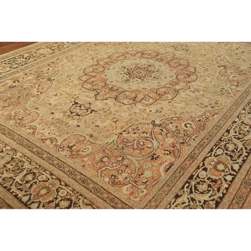 Vegetable Dye Tabriz Haj Jalili Persian Rug Hand-Knotted Wool Carpet - 9'3"x 12'9"