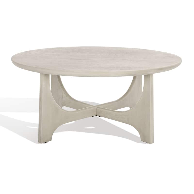 SAFAVIEH Couture Cveta Wood Round Coffee Table - 40 In. W x 40 In. D x 18 In. H - 40Wx40Dx18H - White Wash
