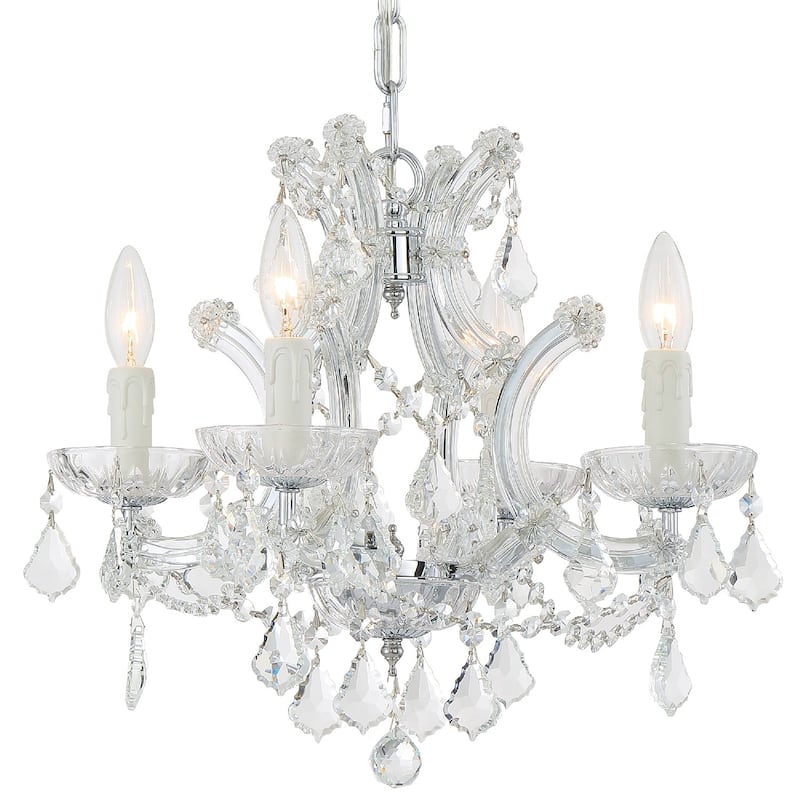 Maria Theresa Clear Italian Crystal/ Chrome 4-light Mini Chandelier - 16.5'' W x 15'' H - 16.5'' W x 15'' H