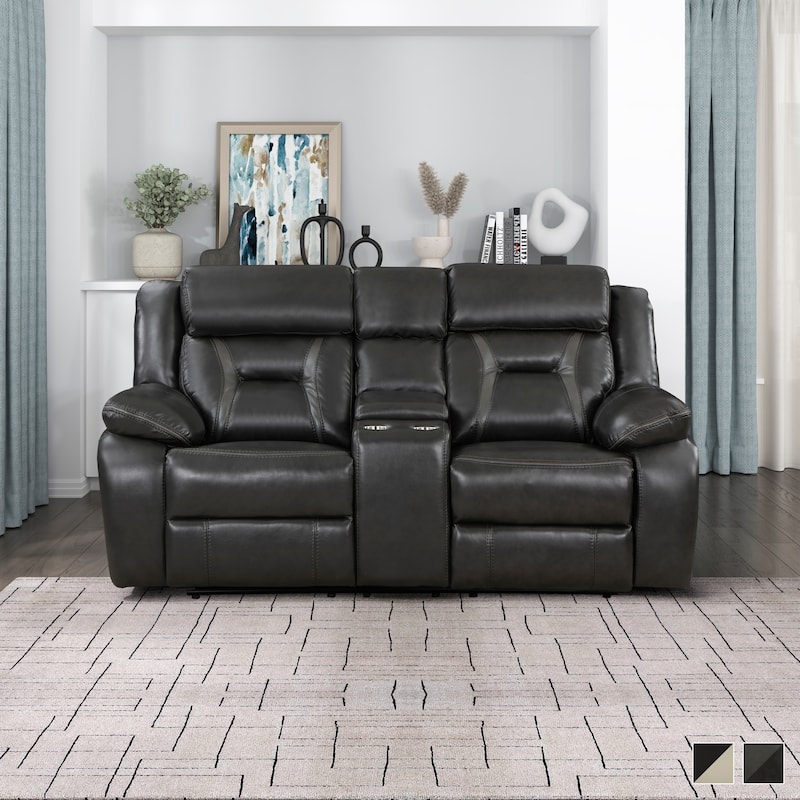 Matteo Breathable Faux Leather Manual Double Reclining Loveseat