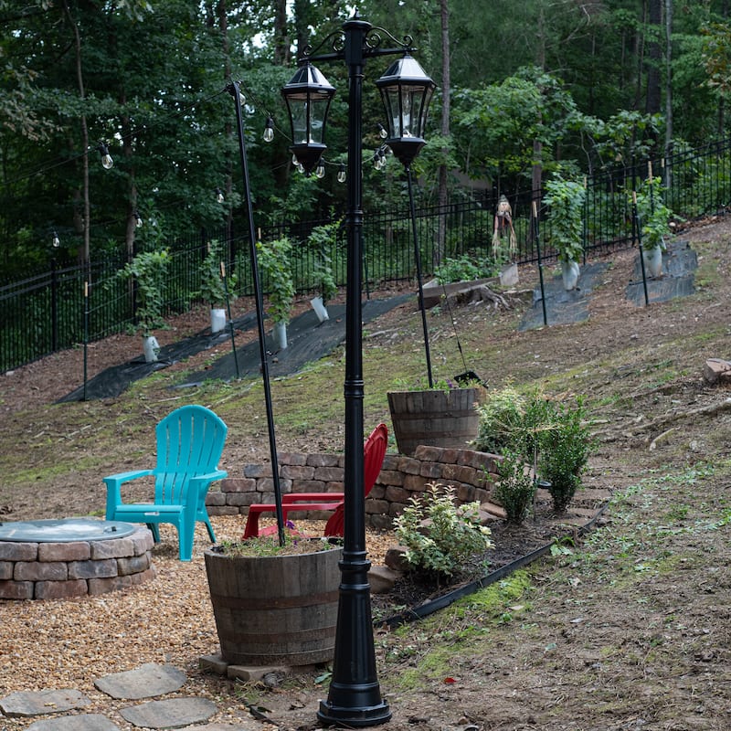 Victorian Morph 2-Light Aluminum Black Outdoor Solar Lamp Post Light