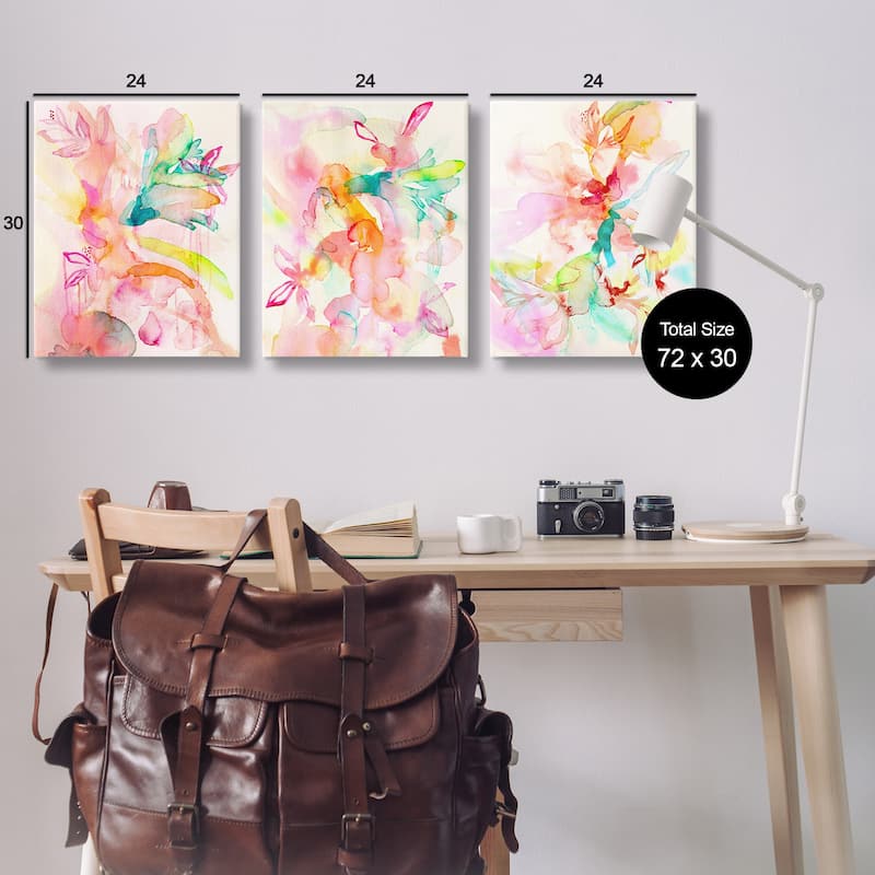 Stupell Abstract Florals & Paint Drip Canvas Wall Art Design By Gemma Bardot (Set of 3)