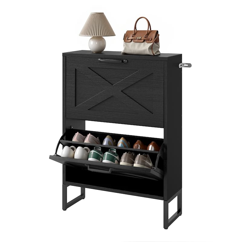 Moasis Shoe Storage Cabinet with 2 Flip Drawers Narrow Shoes Rack Organizer