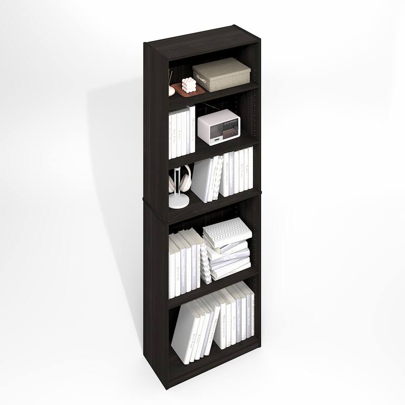 Furinno JAYA Simply Home Adjustable Shelf Bookcase, 5-Tier, Darkwood