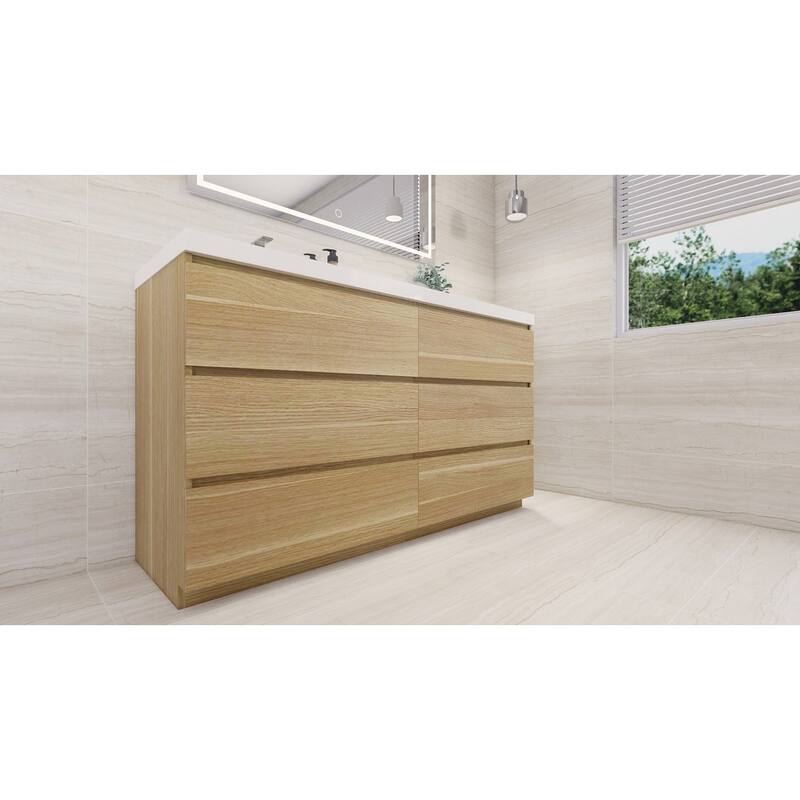 Aron 60'' Freestanding Vanity with Left Single Sink