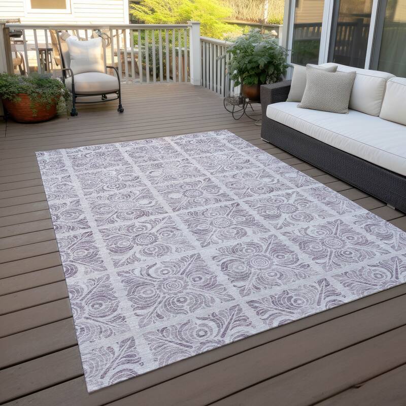 Machine Washable Indoor/ Outdoor Chantille Mosaic Rug - Lavender - 5' x 7'6"