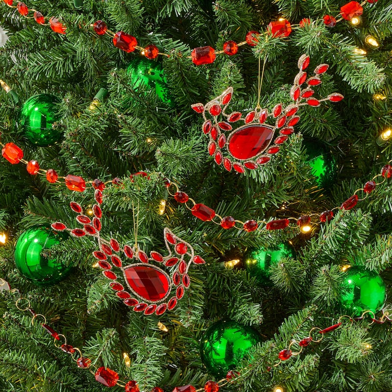 6.5" Glitter Wire Jeweled Cardinal Ornament